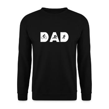 Dad Vater Triathlon Papa T-Shirt Geschenk - Unisex Pullover - Schwarz - Vorne - Alina (178cm) & Michal (187cm)