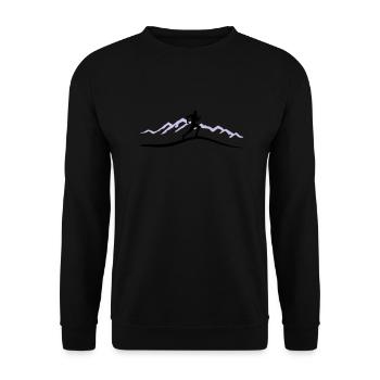 Running, Runner & Mountains - Unisex Sweatshirt - black - Front - Alina (178cm) & Michal (187cm)
