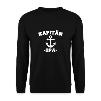 Captain Grandpa T-Shirt Kapitän Opa Großvater - Unisex Pullover - Schwarz - Vorne - Alina (178cm) & Michal (187cm)