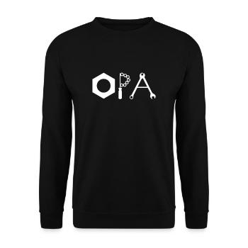 Opa Großvater T-Shirt Geschenk Handwerker - Unisex Pullover - Schwarz - Vorne - Alina (178cm) & Michal (187cm)