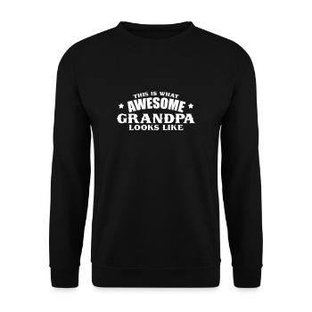 This Is What Awesome Grandpa Looks Like Opa - Unisex Pullover - Schwarz - Vorne - Alina (178cm) & Michal (187cm)
