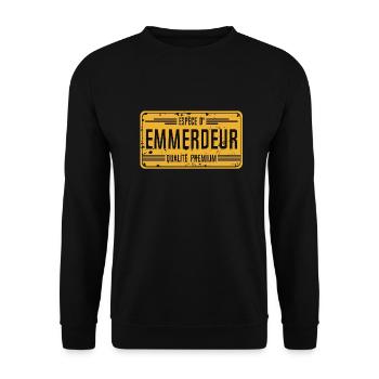 emmerdeur insulte humour panneau plaque - Sweat-shirt Unisexe - noir - Devant - Alina (178cm) & Michal (187cm)