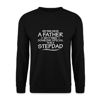 Stepdad Spruch Sprüche Geschenk Stiefvater - Unisex Pullover - Schwarz - Vorne - Alina (178cm) & Michal (187cm)