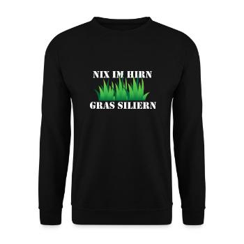 Nix im Hirn, Gras siliern - Unisex Pullover - Schwarz - Vorne - Alina (178cm) & Michal (187cm)