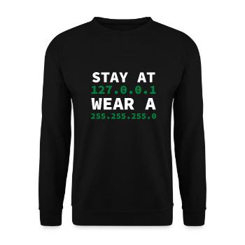 Stay at 127.0.0.1 wear a 255.255.255.0 nerd - Unisex Sweatshirt - black - Front - Alina (178cm) & Michal (187cm)