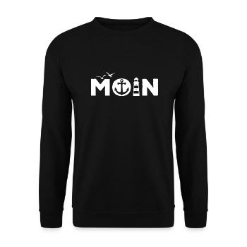 Moin Leuchtturm Anker Möwen - Unisex Pullover - Schwarz - Vorne - Alina (178cm) & Michal (187cm)