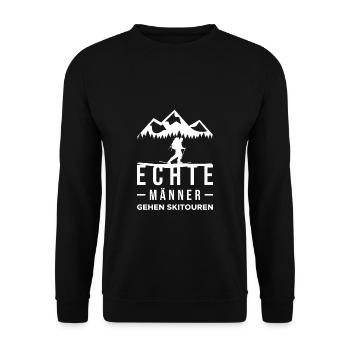 Echte Männer Gehen Skitouren Geschenk - Unisex Pullover - Schwarz - Vorne - Alina (178cm) & Michal (187cm)