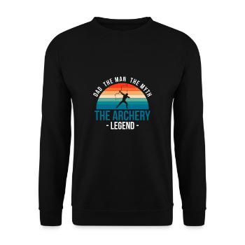 Dad The Man The Myth The Archery Legend - Unisex Pullover - Schwarz - Vorne - Alina (178cm) & Michal (187cm)