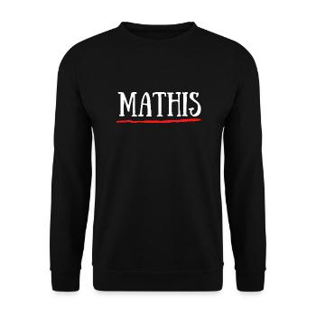 Mathis Prénom Naissance Anniversaire Cadeau - Sweat-shirt Unisexe - noir - Devant - Alina (178cm) & Michal (187cm)