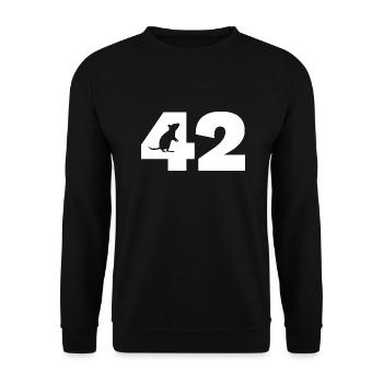 42 - Maus - Unisex Pullover - Schwarz - Vorne - Alina (178cm) & Michal (187cm)