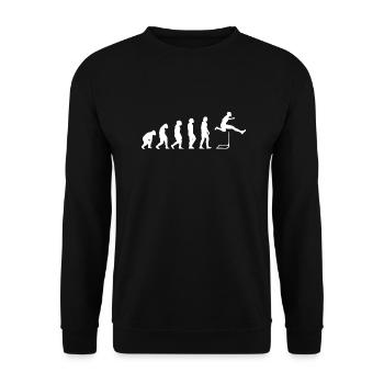 Hürdenlauf Leichtathletik Evolution Hürdenläufer - Unisex Pullover - Schwarz - Vorne - Alina (178cm) & Michal (187cm)
