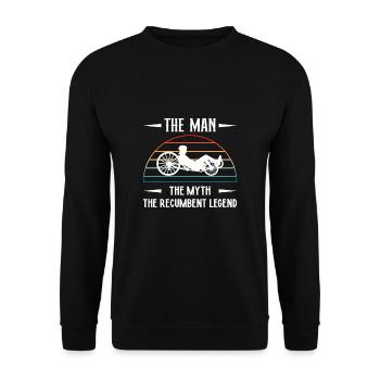 The Man The Myth The Recumbent Legend - Unisex Pullover - Schwarz - Vorne - Alina (178cm) & Michal (187cm)