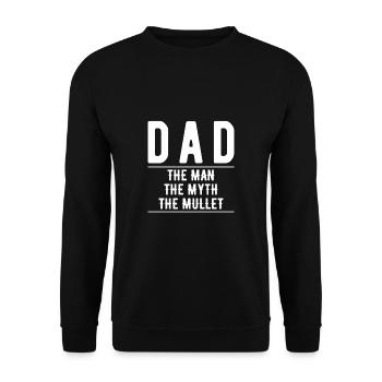 Dad The Man The Myth The Mullet Vokuhila Shirt - Unisex Pullover - Schwarz - Vorne - Alina (178cm) & Michal (187cm)
