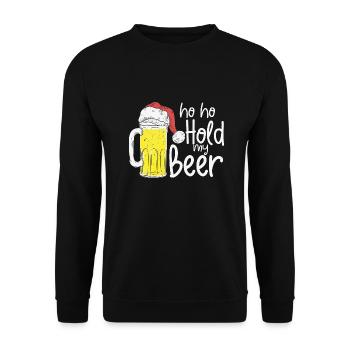 Funny Christmas In July, Ho Ho Hold My Beer - Unisex Sweatshirt - black - Front - Alina (178cm) & Michal (187cm)