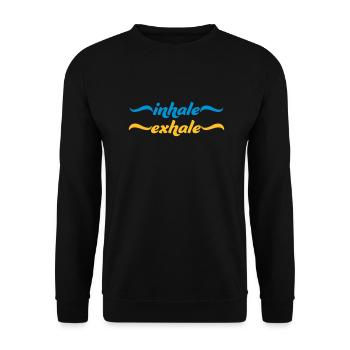 inhale exhale yoga Zitat - Unisex Pullover - Schwarz - Vorne - Alina (178cm) & Michal (187cm)