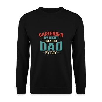 Barman By Night Greatest Dad By Day Shirt - Sweat-shirt Unisexe - noir - Devant - Alina (178cm) & Michal (187cm)