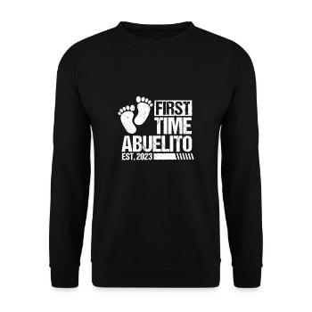 First Time Abuelito 2023 Shirt Gift Grandfather - Unisex Sweatshirt - black - Front - Alina (178cm) & Michal (187cm)