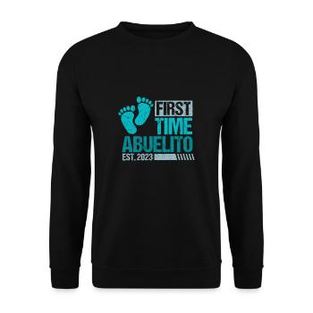 First Time Abuelito 2023 Shirt Gift Grandfather - Unisex Sweatshirt - black - Front - Alina (178cm) & Michal (187cm)