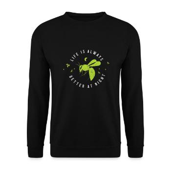 Nachts ist das Leben immer besser - Unisex Pullover - Schwarz - Vorne - Alina (178cm) & Michal (187cm)