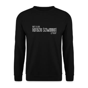 narrische Schwammerl - Dialekt aus Österreich - Unisex Pullover - Schwarz - Vorne - Alina (178cm) & Michal (187cm)