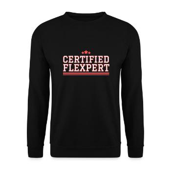 Gym Flexpert Workout Muscle Weightlifting - Unisex Pullover - Schwarz - Vorne - Alina (178cm) & Michal (187cm)