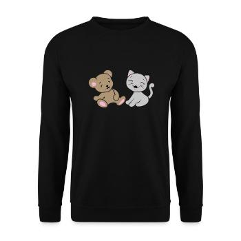 Bébé ours souriant et chaton - Sweat-shirt Unisexe - noir - Devant - Alina (178cm) & Michal (187cm)