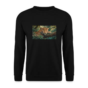 Cute animals chilling – jaguar sleeping on a tree - Unisex Sweatshirt - black - Front - Alina (178cm) & Michal (187cm)