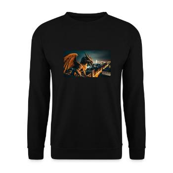 Gargoyle mit einem bösen Lächeln Monster dunkler Horror - Unisex Pullover - Schwarz - Vorne - Alina (178cm) & Michal (187cm)