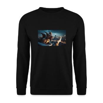 Gargoyle mit einem bösen Lächeln Monster dunkler Horror - Unisex Pullover - Schwarz - Vorne - Alina (178cm) & Michal (187cm)