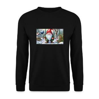 cute little gnomes everyday life – shoveling snow - Unisex Sweatshirt - black - Front - Alina (178cm) & Michal (187cm)