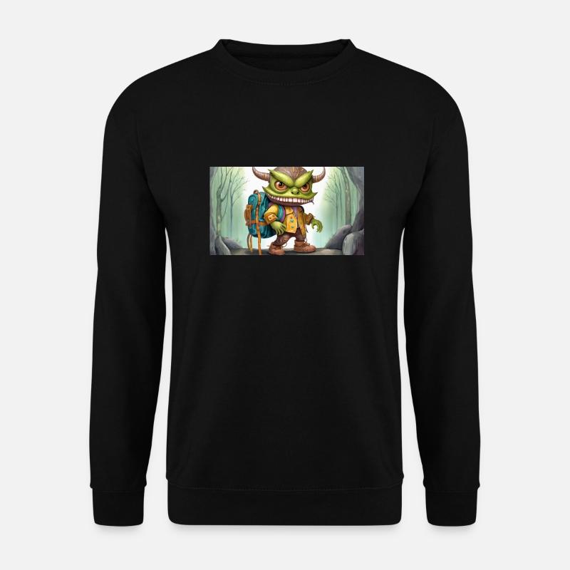 Grünes Monster mit Hörnern - junges, niedliches kleines - Unisex Pullover - Schwarz