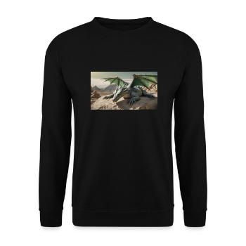 A realistic majestical green dragon is laying - Unisex Sweatshirt - black - Front - Alina (178cm) & Michal (187cm)