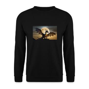 Un dragon noir majestueux réaliste pose la lune - Sweat-shirt Unisexe - noir - Devant - Alina (178cm) & Michal (187cm)