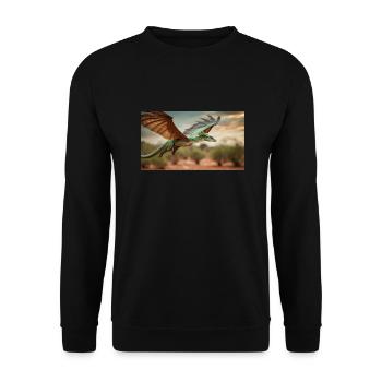 A realistic green orange dragon in the outback - Unisex Sweatshirt - black - Front - Alina (178cm) & Michal (187cm)