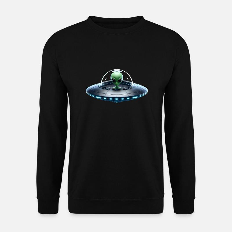 Grünes Alien im Raumschiff - Unisex Pullover - Schwarz