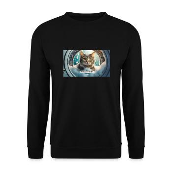 Wortspiel – Katzenwäsche - Unisex Pullover - Schwarz - Vorne - Alina (178cm) & Michal (187cm)
