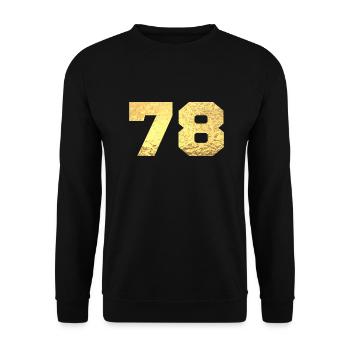 Number 78 Gold Glitter - 78th Anniversary - Unisex Sweatshirt - black - Front - Alina (178cm) & Michal (187cm)