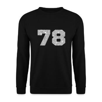Number 78 Silver Glitter - 78th Anniversary - Unisex Sweatshirt - black - Front - Alina (178cm) & Michal (187cm)