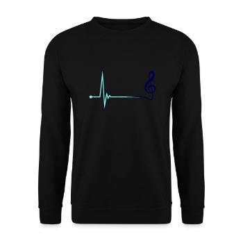 Music clef pulse frequency note heartbeat - Unisex Sweatshirt - black - Front - Alina (178cm) & Michal (187cm)