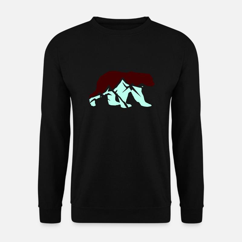 braunbär silhouette berge - Unisex Pullover - Schwarz