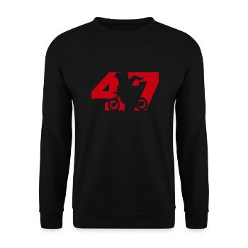 Moto 47 Biker - Unisex Pullover - Schwarz - Vorne - Alina (178cm) & Michal (187cm)