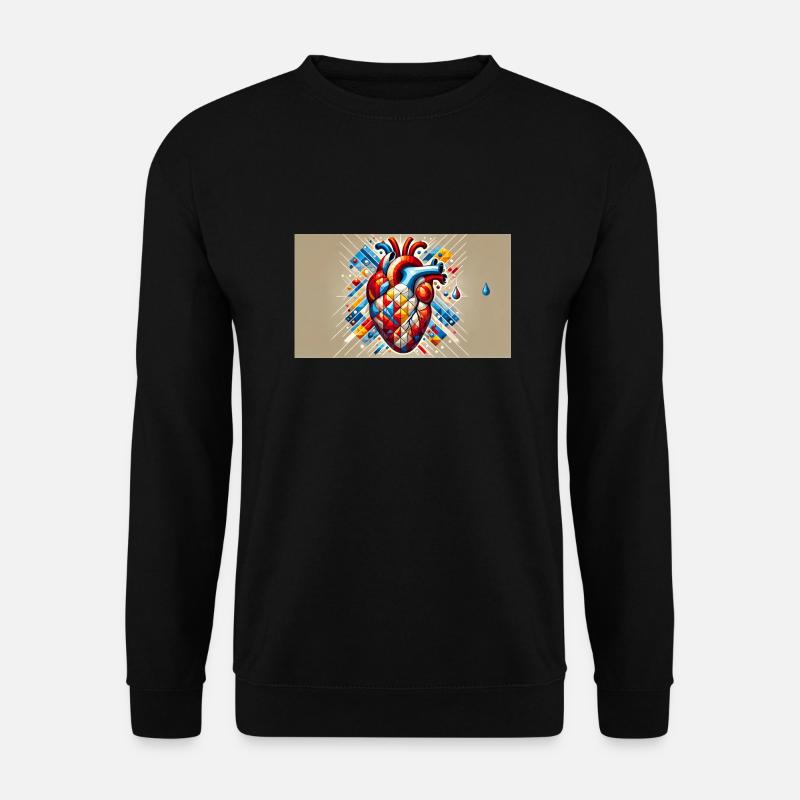 realistischesherzkubismusbreitbild o s - Unisex Pullover - Schwarz