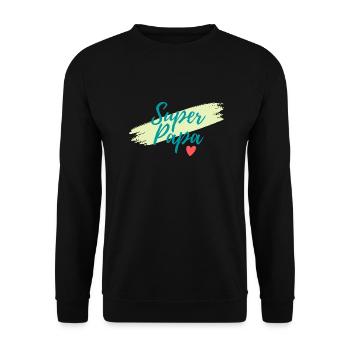 Super-Papa - Unisex Pullover - Schwarz - Vorne - Alina (178cm) & Michal (187cm)