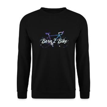 "Born 2 Bike" Himmlisches Fahrraddesign - Unisex Pullover - Schwarz - Vorne - Alina (178cm) & Michal (187cm)