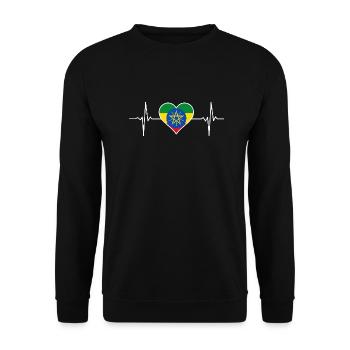 Ethiopia Flag Heartbeat - Unisex Sweatshirt - black - Front - Alina (178cm) & Michal (187cm)
