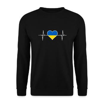 Battement de cœur du drapeau de l’Ukraine - Sweat-shirt Unisexe - noir - Devant - Alina (178cm) & Michal (187cm)