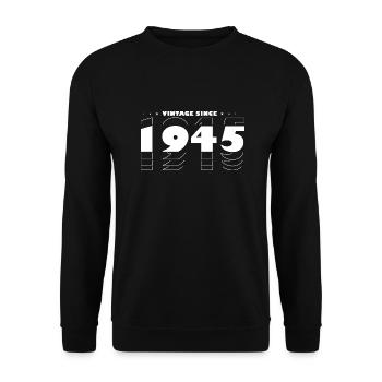 Proudly Celebrating 1945 - Vintage 80 Years of - Unisex Sweatshirt - black - Front - Alina (178cm) & Michal (187cm)