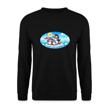 Lustige Pinguine - Unisex Pullover - Schwarz - Vorne - Alina (178cm) & Michal (187cm)
