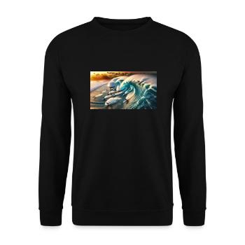Pipelining von Surfern - Unisex Pullover - Schwarz - Vorne - Alina (178cm) & Michal (187cm)