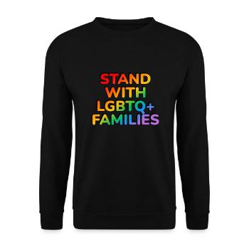 Stehen Sie an der Seite von LGBTQ-Familien - prideallyship - Unisex Pullover - Schwarz - Vorne - Alina (178cm) & Michal (187cm)